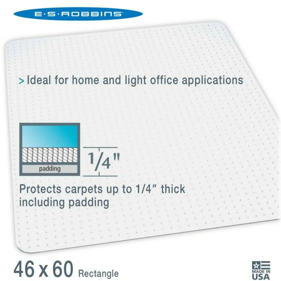 ES Robbins Task Series AnchorBar Carpet Chair Mat, Rectangular, 46"W x 60"D, Clear