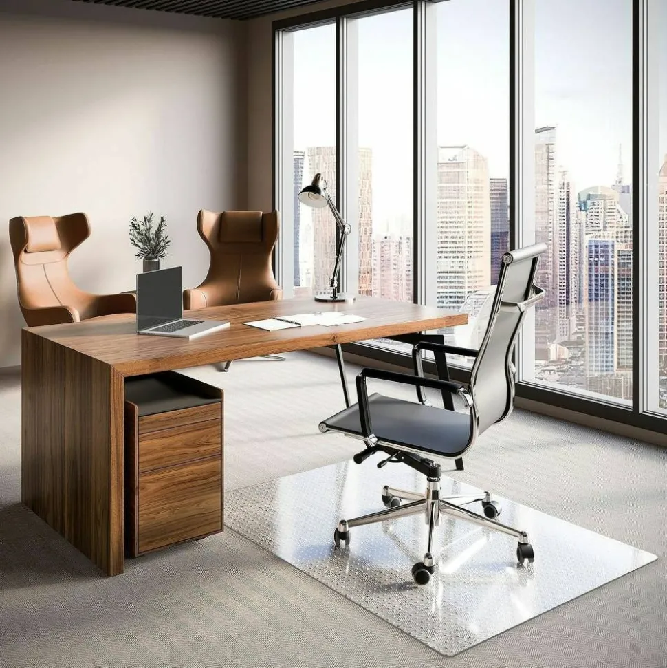 ES Robbins Task Series AnchorBar Carpet Chair Mat, Rectangular, 46"W x 60"D, Clear