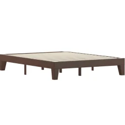 Evelyn Walnut Finish Wood Queen Platform Bed with Wooden Support Slats, No Box Spring Required