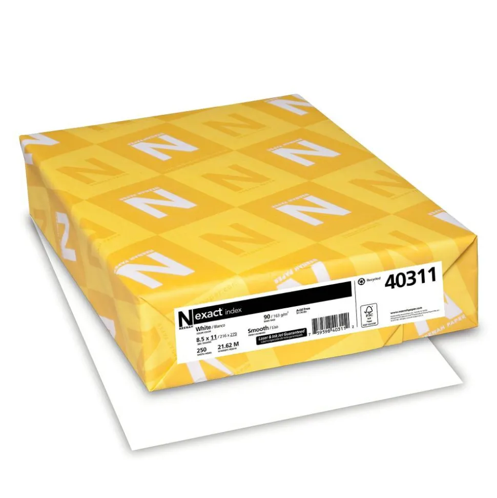 Exact Card Stock, White, 90 Lb. Letter Size (8.5" x 11"), Pack Of 250