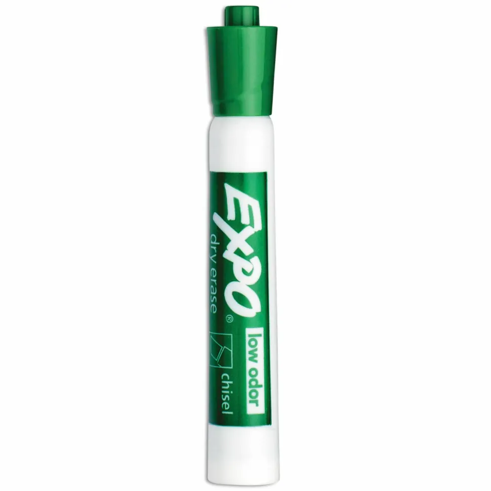 EXPO Low-Odor Dry-Erase Marker, Broad Chisel Tip, Green, Dozen
