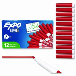 EXPO Low-Odor Dry-Erase Marker, Fine Bullet Tip, Red, Dozen