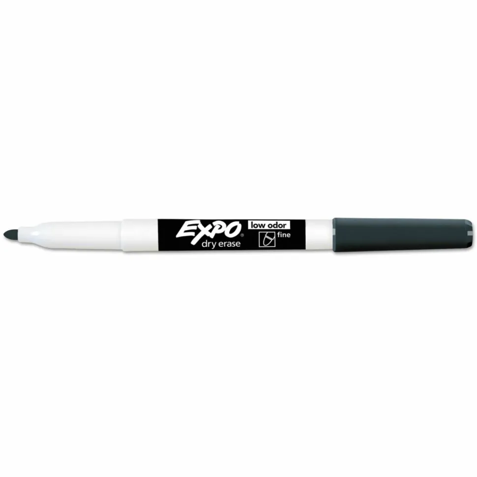 EXPO Low-Odor Dry-Erase Marker Value Pack, Fine Bullet Tip, Black, 36/Box