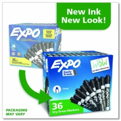 EXPO Low-Odor Dry-Erase Marker Value Pack, Broad Chisel Tip, Black, 36/Box