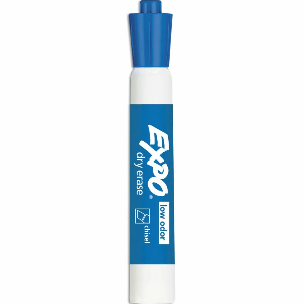 EXPO Low-Odor Dry-Erase Marker, Broad Chisel Tip, Blue, Dozen