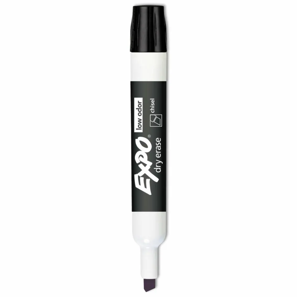 EXPO Low-Odor Dry-Erase Marker, Broad Chisel Tip, Black, Dozen