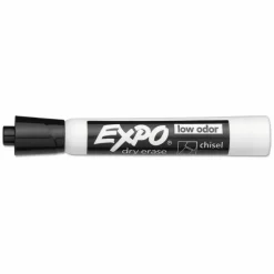 EXPO Low-Odor Dry-Erase Marker, Broad Chisel Tip, Black, Dozen