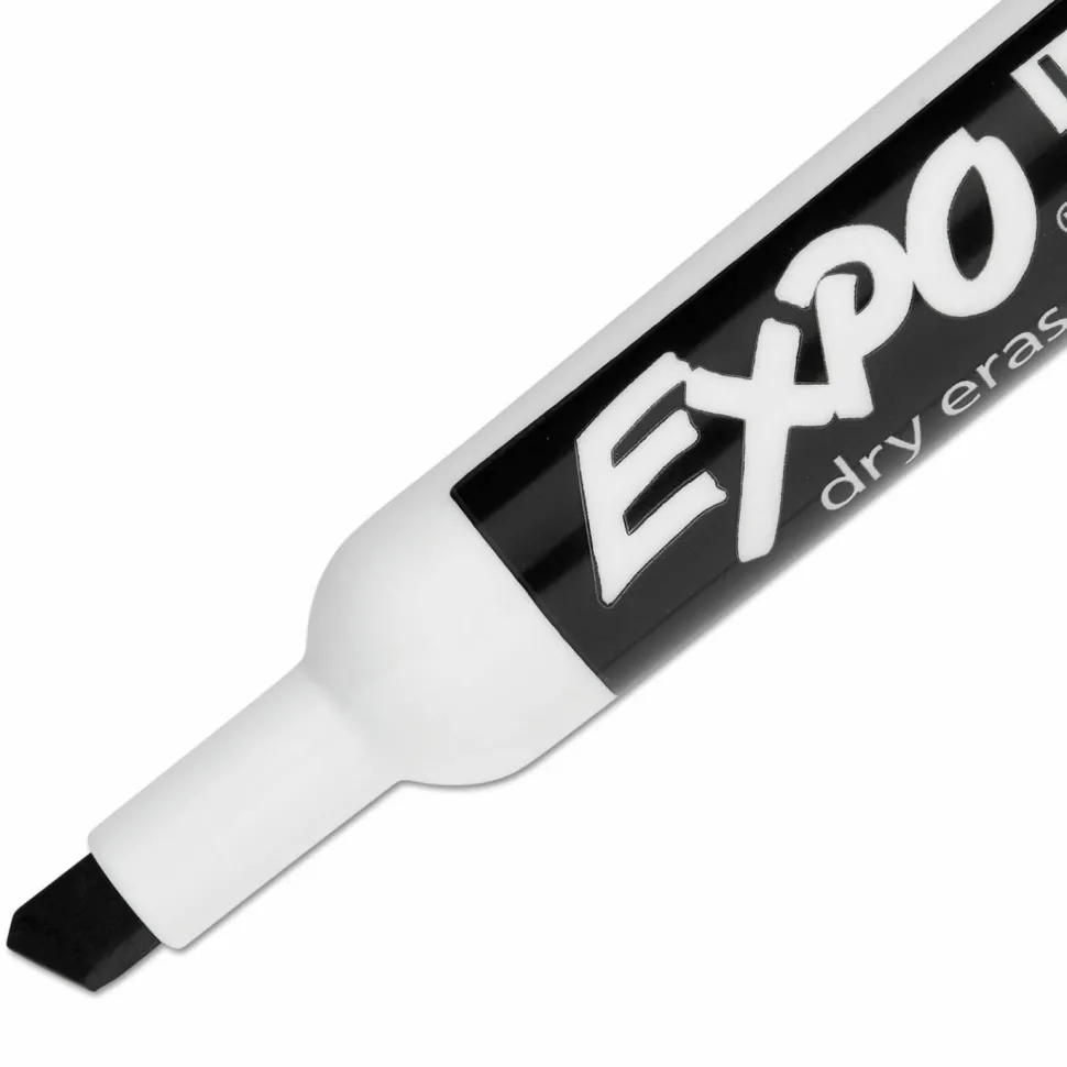 EXPO Low-Odor Dry-Erase Marker, Broad Chisel Tip, Black, Dozen