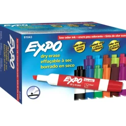 EXPO Low-Odor Dry-Erase Markers, Chisel Point, Assorted Colors, Box Of 12