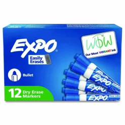 EXPO Low-Odor Dry-Erase Marker, Medium Bullet Tip, Blue, Dozen