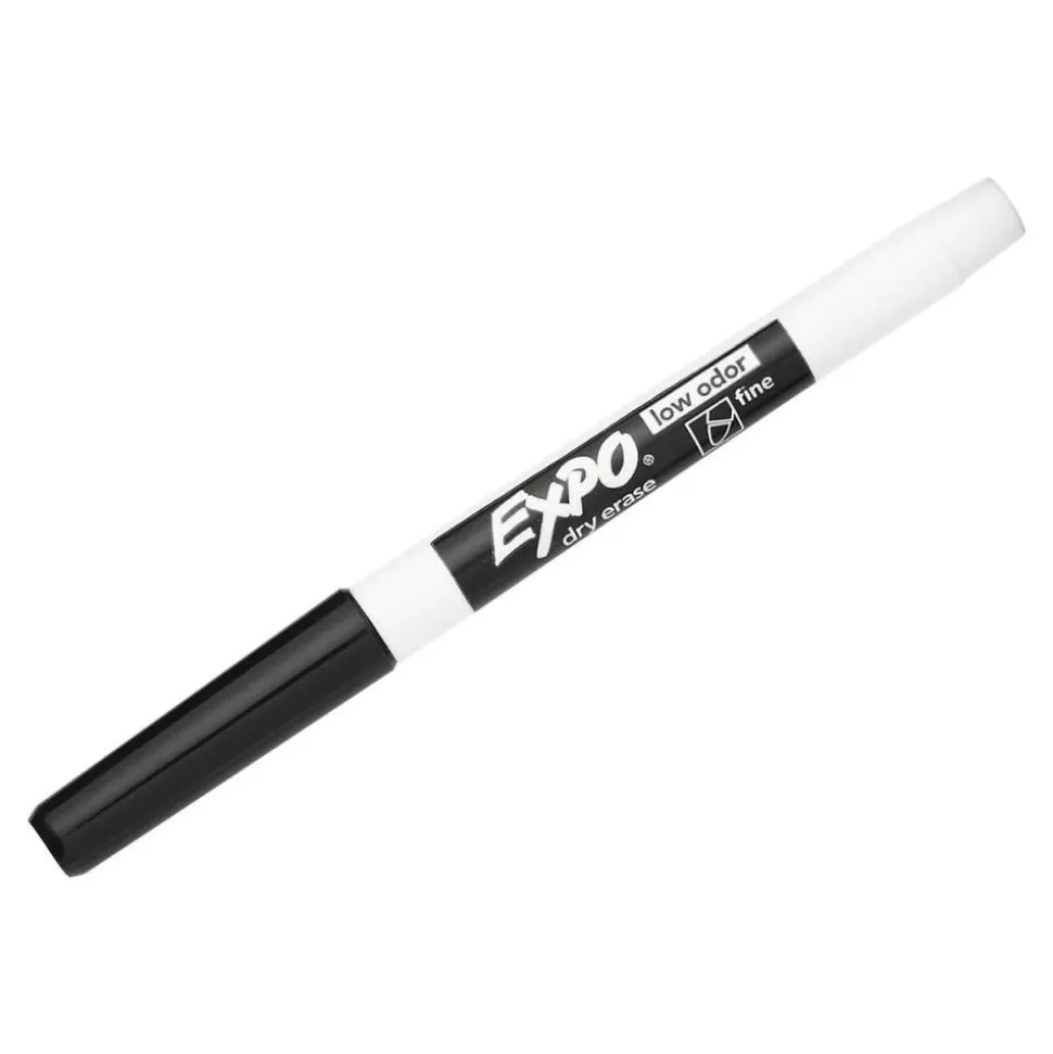 EXPO Low-Odor Dry-Erase Markers, Fine Point, Black, Pack Of 4