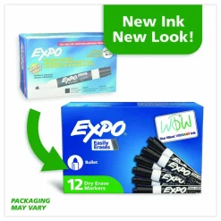 EXPO Low-Odor Dry-Erase Marker, Medium Bullet Tip, Black, Dozen