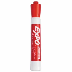 EXPO Low-Odor Dry-Erase Marker, Broad Chisel Tip, Red, Dozen