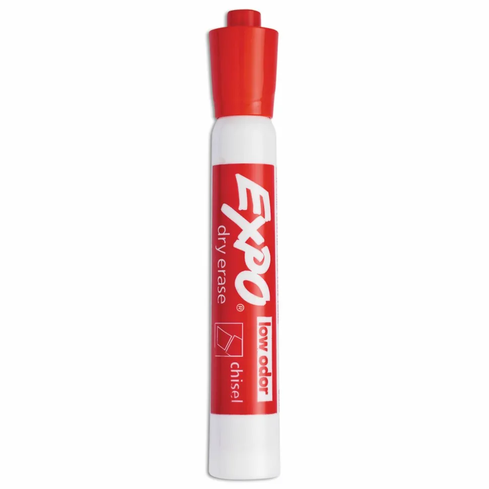 EXPO Low-Odor Dry-Erase Marker, Broad Chisel Tip, Red, Dozen