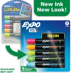 EXPO Neon Dry-Erase Markers, Assorted, Pack Of 5