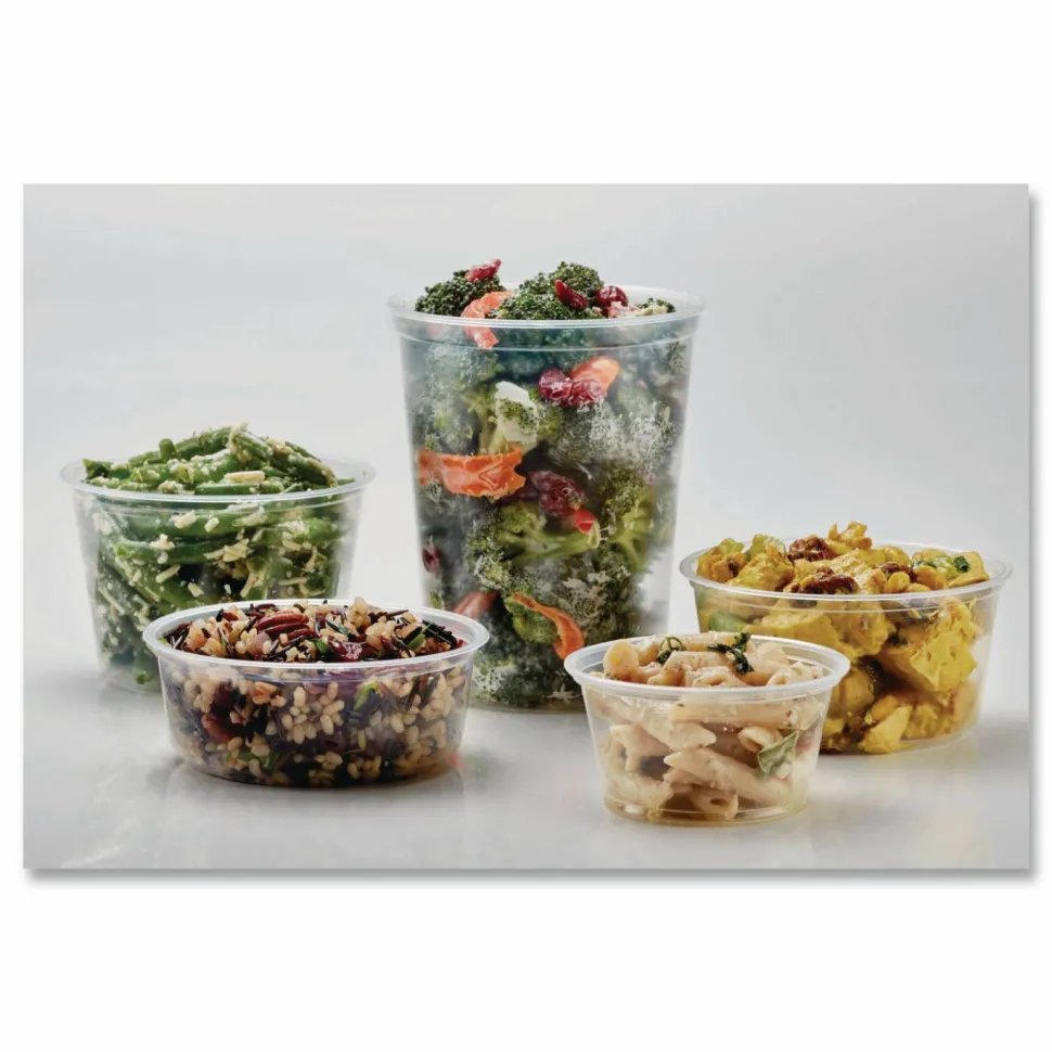 Fabri-Kal Microwavable Deli Containers, 32 oz, 4.6" Diameter x 5.6" h, Clear, Plastic, 500/Carton