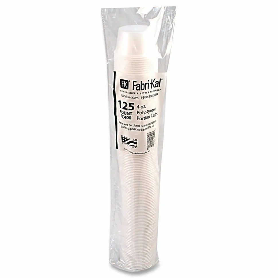 Fabri-Kal Portion Cups, 4 oz, Plastic, Clear, 125/Sleeve, 20 Sleeves/Carton