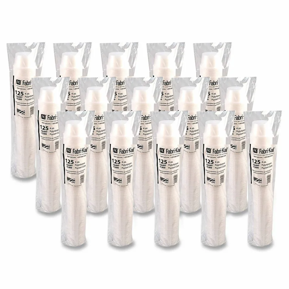 Fabri-Kal Portion Cups, 4 oz, Plastic, Clear, 125/Sleeve, 20 Sleeves/Carton