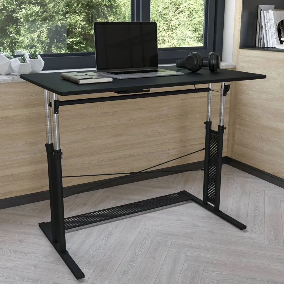 Fairway Height Adjustable (27.25-35.75"H) Sit to Stand Home Office Desk - Black