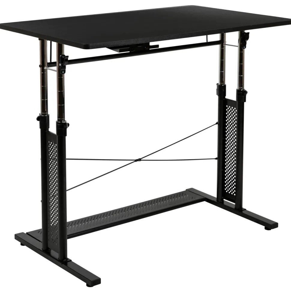Fairway Height Adjustable (27.25-35.75"H) Sit to Stand Home Office Desk - Black