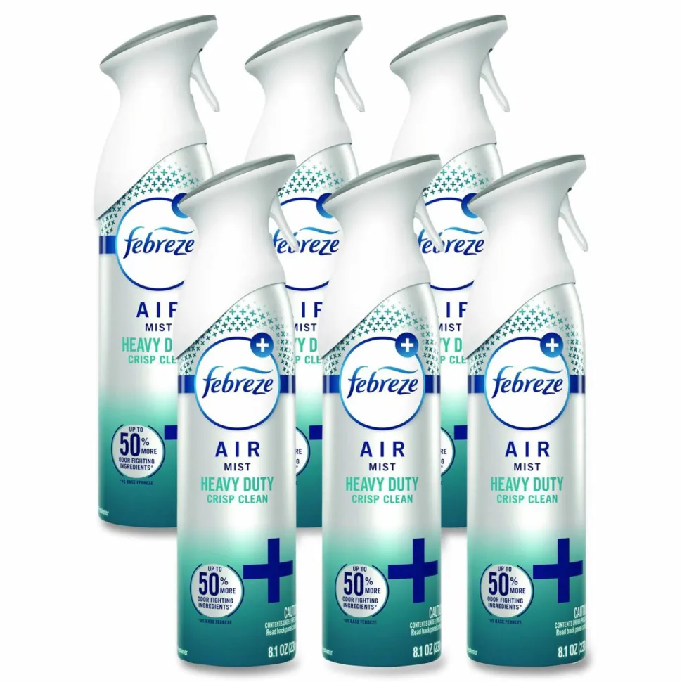 Febreze AIR, Heavy-Duty Crisp Clean, 8.1 oz Aerosol Spray, 6/Carton