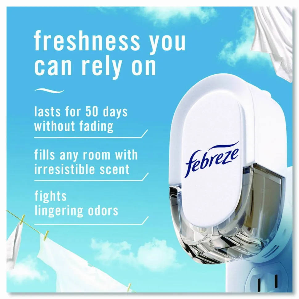 Febreze PLUG Air Freshener Refills, Mountain/Ocean/Rainforest, 2.63 oz, 3/Pack, 6 Packs/Carton