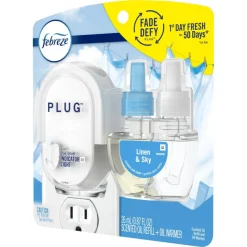 Febreze Plug-In Air Freshener, Starter Kit, Linen & Sky
