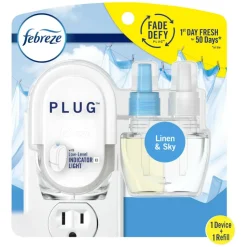 Febreze Plug-In Air Freshener, Starter Kit, Linen & Sky