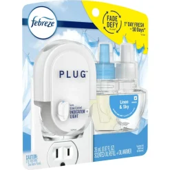 Febreze Plug-In Air Freshener, Starter Kit, Linen & Sky