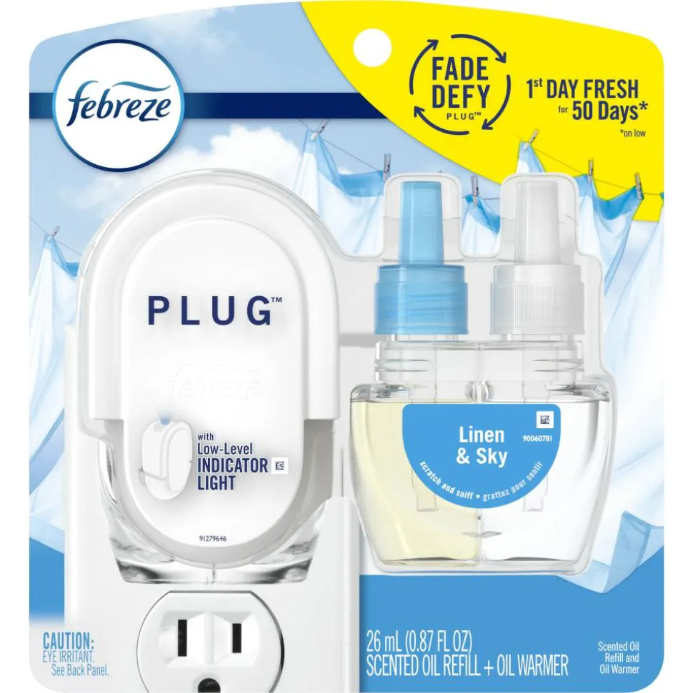 Febreze Plug-In Air Freshener, Starter Kit, Linen & Sky