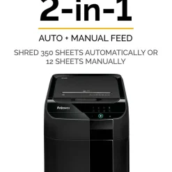 Fellowes AutoMax 350C Auto Feed Cross-Cut Shredder, 350 Auto/12 Manual Sheet Capacity