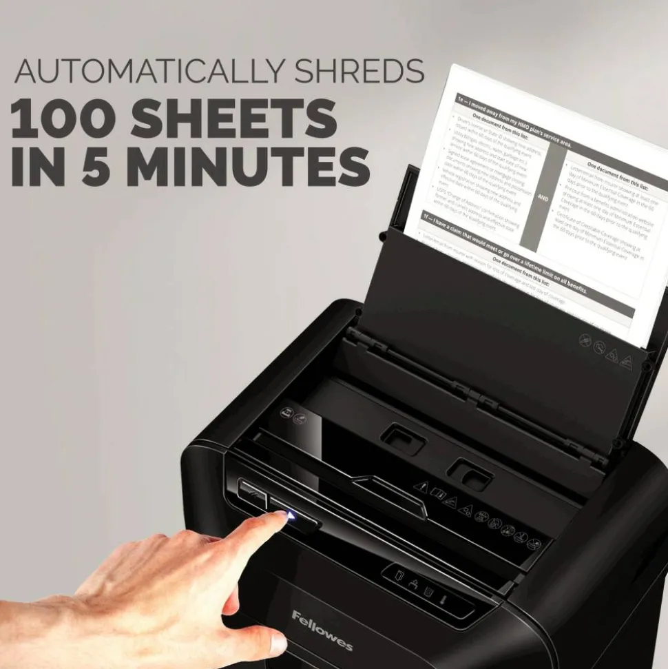 Fellowes AutoMax 100MA Micro-Cut Shredder, 100 Auto/ 10 Manual Sheet Capacity