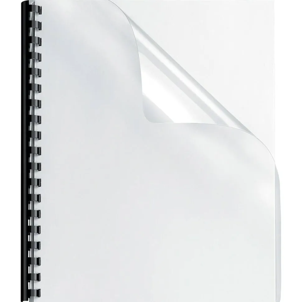Fellowes Clear Presentation Binding Covers with Round Corners, Oversized 8 3/4" x 11 1/4", PVC 8mil, Pack Of 100