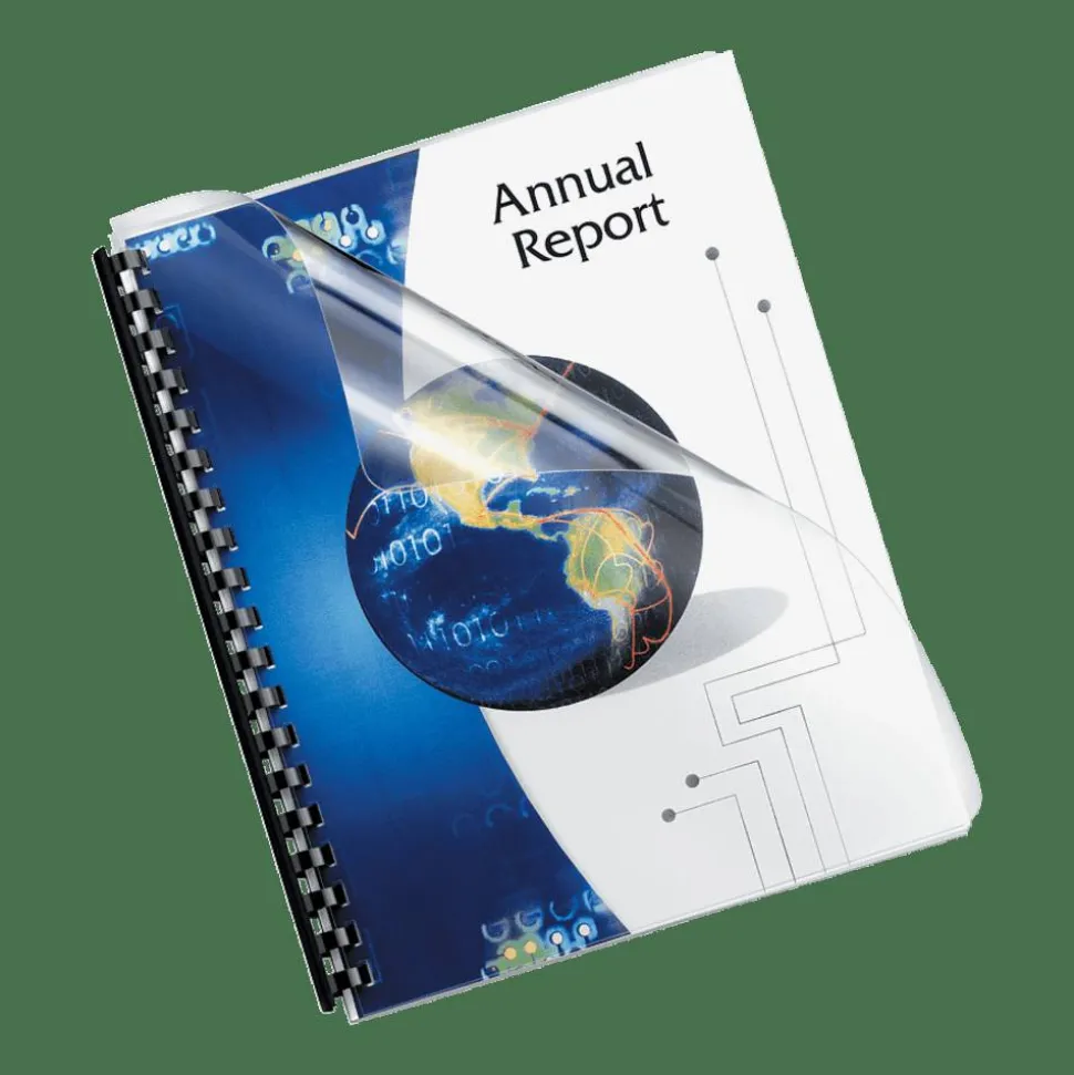 Fellowes Clear Presentation Binding Covers with Round Corners, Oversized 8 3/4" x 11 1/4", PVC 8mil, Pack Of 100