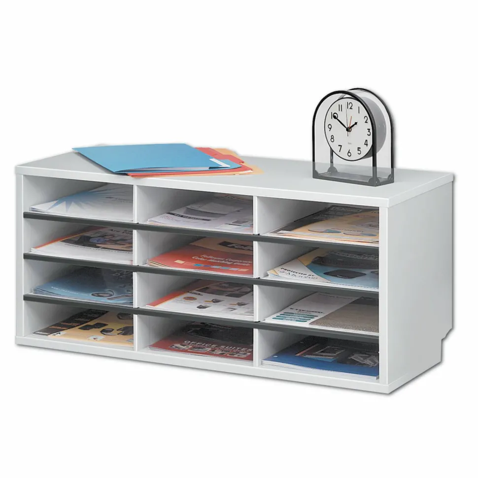 Fellowes 12-Compartment Desktop Organizer, 12 15/16" x 11 7/8", Dove Gray