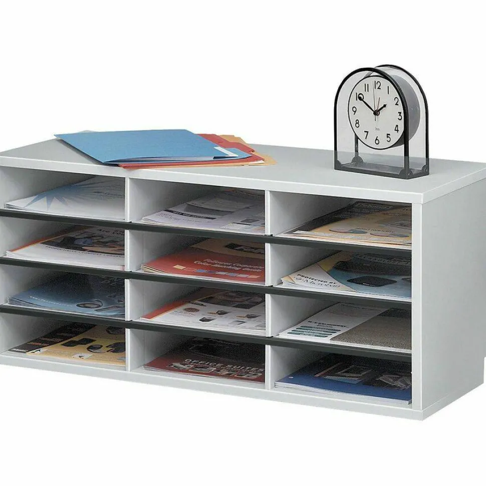 Fellowes 12-Compartment Desktop Organizer, 12 15/16" x 11 7/8", Dove Gray