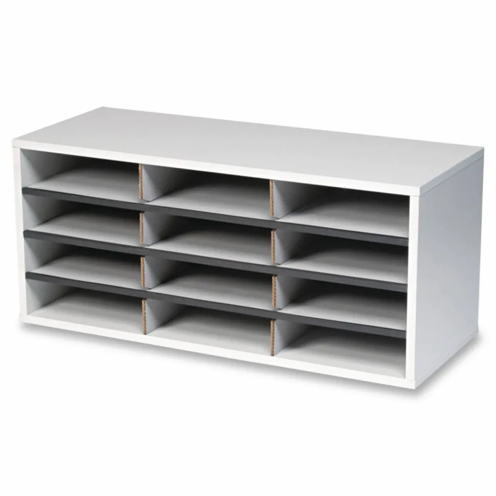 Fellowes 12-Compartment Desktop Organizer, 12 15/16" x 11 7/8", Dove Gray