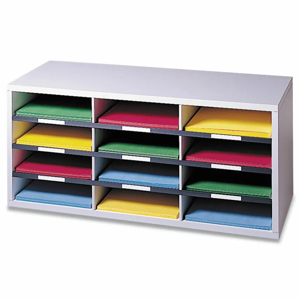Fellowes 12-Compartment Desktop Organizer, 12 15/16" x 11 7/8", Dove Gray