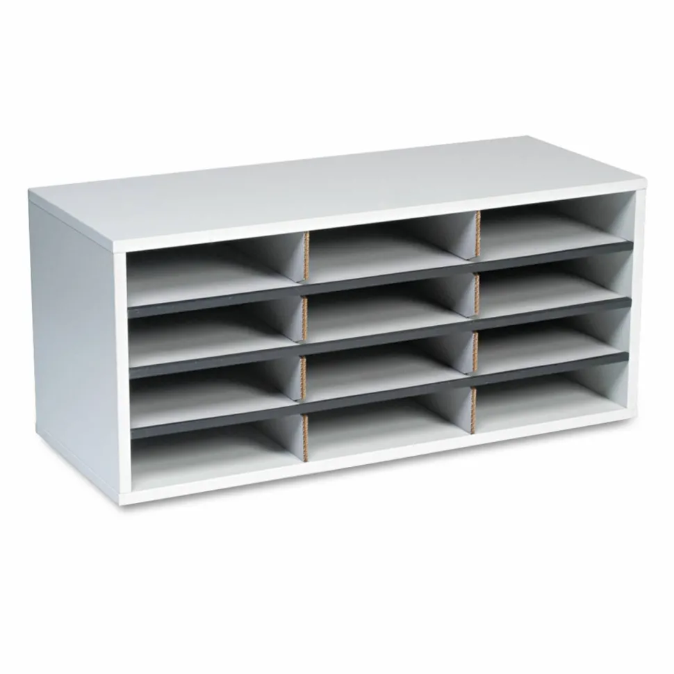 Fellowes 12-Compartment Desktop Organizer, 12 15/16" x 11 7/8", Dove Gray