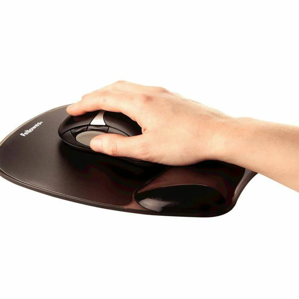 Fellowes Crystal™ Gel Mouse Pad Wrist Rest - Black (9112101)