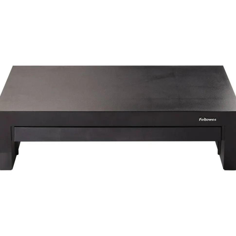 Fellowes Designer Suites Height-Adjustable Monitor Riser With Storage Tray, 4.38"H x 16"W x 9.38"D, Black