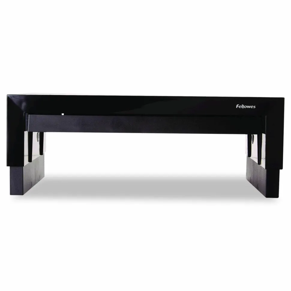 Fellowes Designer Suites Height-Adjustable Monitor Riser With Storage Tray, 4.38"H x 16"W x 9.38"D, Black