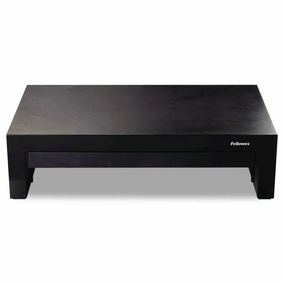 Fellowes Designer Suites Height-Adjustable Monitor Riser With Storage Tray, 4.38"H x 16"W x 9.38"D, Black