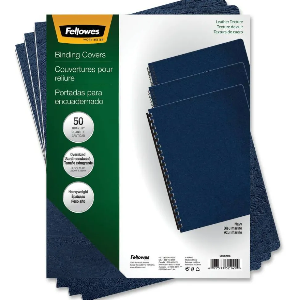 Fellowes Executive Presentation Covers, 8 3/4" x 11 1/4", Navy, Pack Of 50
