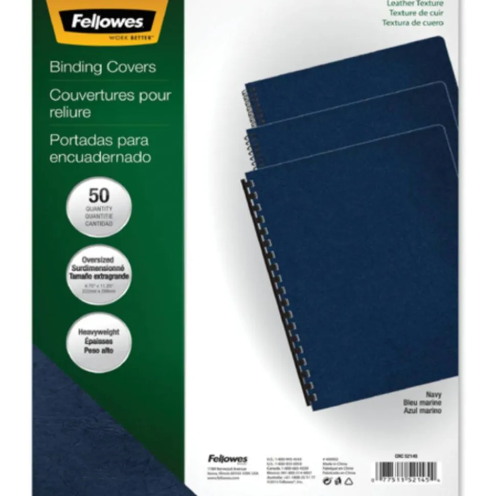 Fellowes Executive Presentation Covers, 8 3/4" x 11 1/4", Navy, Pack Of 50
