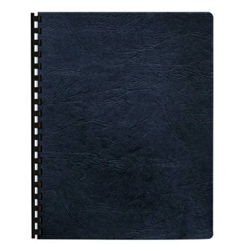 Fellowes Expressions Classic Grain Texture Presentation Covers for Binding Systems, Paper, Round Corners, 11.25 x 8.75, Navy, 200/Pack
