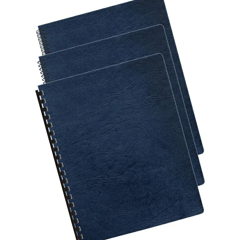Fellowes Expressions Classic Grain Texture Presentation Covers for Binding Systems, Paper, Round Corners, 11.25 x 8.75, Navy, 200/Pack