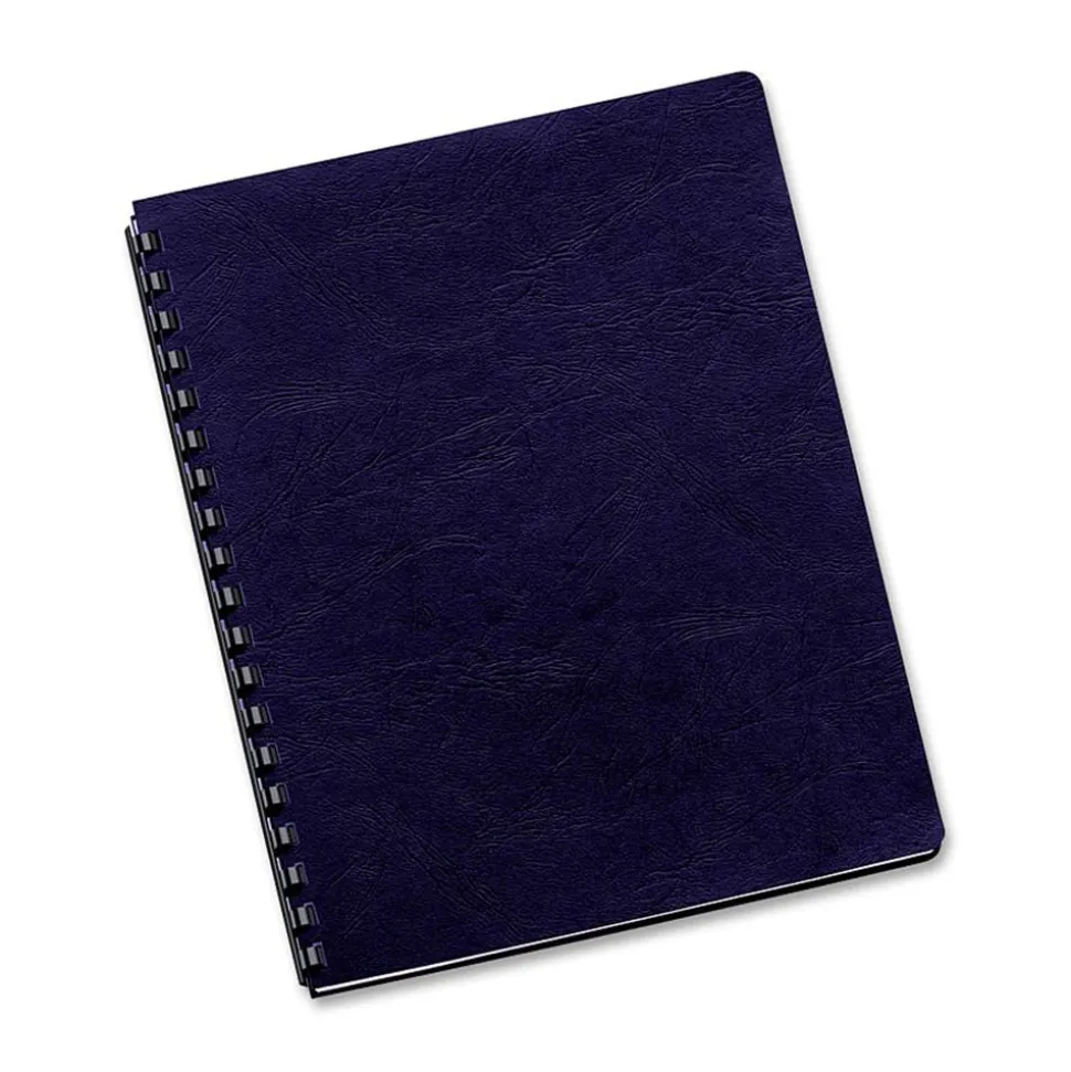 Fellowes Expressions Classic Grain Texture Presentation Covers for Binding Systems, Paper, Round Corners, 11.25 x 8.75, Navy, 200/Pack