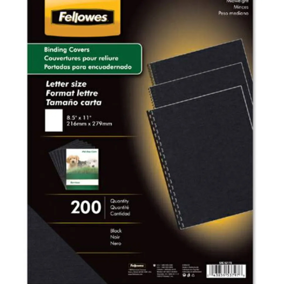 Fellowes ExpressionsLinen Presentation Covers, 8 1/2" x 11" x 0.1", Black, Pack Of 200