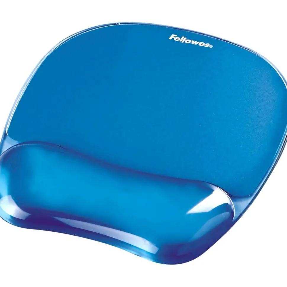 Fellowes Gel Crystals Mouse Pad With Wrist Rest, 1"H x 7.94"W x 9.25"D, Blue